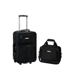 Rockland Fashion 2pc Softside Carry On Luggage Set -Black