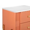 Gulches Modern Orange Nightstand with 2 Drawers, Fluted Bedside Table with Golden Metal Handles & Legs, Easy Assembly for Home - 2 of 4