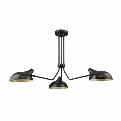 Bellamy Matte Black and Gold 46" Semi-Flush Ceiling Light