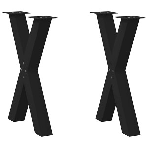 vidaXL Dining Table Legs X-Shaped 2 pcs Black Powder-Coated Steel 60x72-73 cm Adjustable for Living Room/Dining Room - 1 of 4