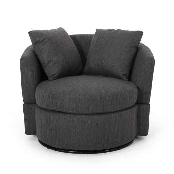 Smyrna Contemporary Upholstered Swivel Club Chair - Christopher Knight Home