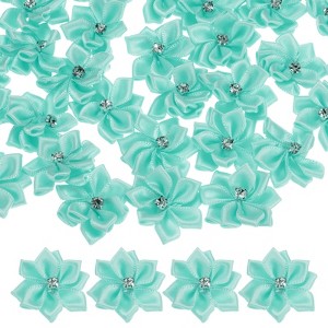 Unique Bargains Artificial Satin Durable Flexible Decorative Mini Ribbon Flowers with Rhinestones 1.2 Inch 100 Pcs - 1 of 4
