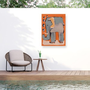 Trademark Fine Art - Treechild Happy Elephant Matted Framed Art - 1 of 4