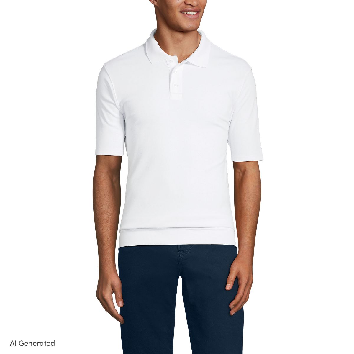 Lands' End School Uniform Men's Short Sleeve Banded Bottom Polo Shirt - thumbnail 8