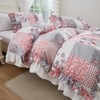 Pink Floral Comforter Set – Vintage Ruffle Pastoral Bedding with Flower Print, Soft Lightweight Microfiber, Queen/King 3-Piece - 3 of 4