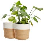 Juvale 2 Pack Decorative Jute Planter with Plastic Liner, Woven Basket for Plants, Floor, Storage, 11 In