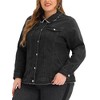 Agnes Orinda Women's Plus Size Classic Denim Frayed Washed Jean Jackets - 2 of 4