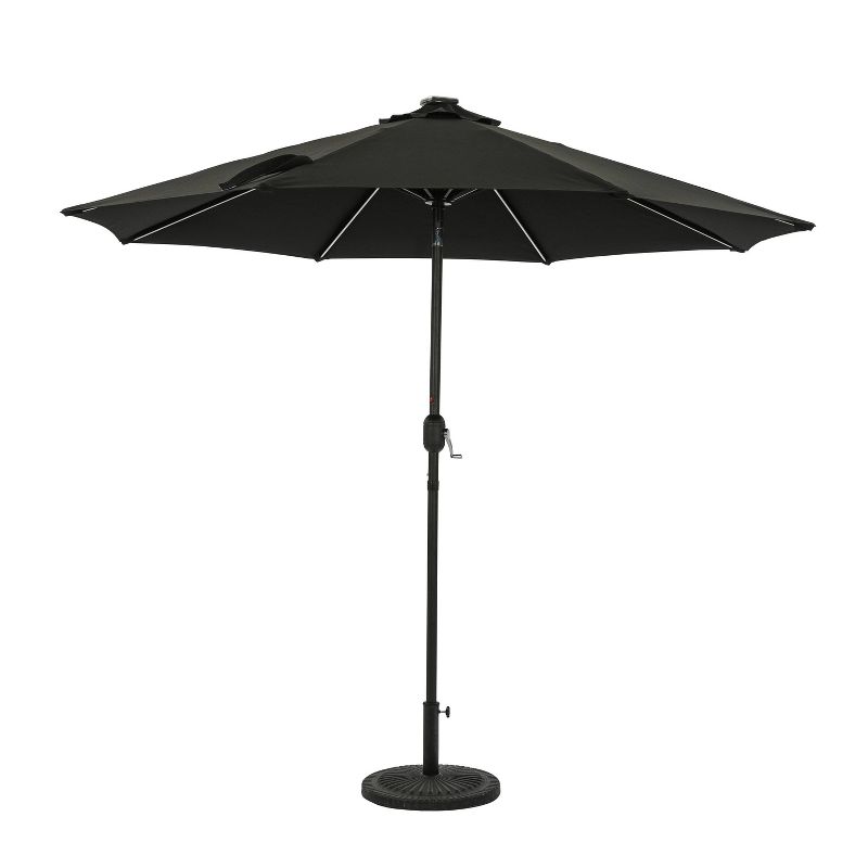 9&#39; x 9&#39; Mirage II Fiesta Market Patio Umbrella with Solar LED Tube Lights Black - Island Umbrella, 2 of 17