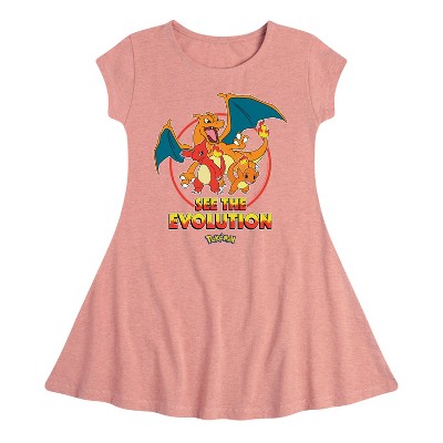 Girls' - Pokémon - Charmander See The Evolution Fit & Flair Cap Sleeve Dress
