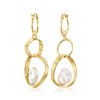 Ross-Simons 5-9mm Cultured Pearl Multi-Hoop Drop Earrings in 18kt Gold Over Sterling - 3 of 4