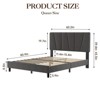 COZONY Linen Upholstered Full Platform Bed Frame with Adjustable Headboard, Wooden Slats Support, No Box Spring Needed, Easy Assembly - 2 of 4