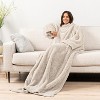 PAVILIA Fluffy Wearable Blanket with Sleeves for Women Men Adults, Fuzzy Warm Plush Snuggle Pocket Sleeved TV Throw - 2 of 4