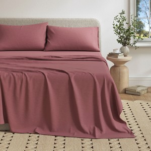 Ultra-Soft Cotton Heathered Melange Jersey Knit Sheet Set - Great Bay Home - 1 of 4