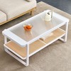 CAVINAS Coffee Tables for Living Room Contemporary Rectangle Double-layer Coffee Table Tea Table with Rattan Woven and Glass Desktop - 4 of 4