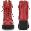 BLISSFUL STEP Women's Chunky Heels Platform Heel Lace Combat Boots - 2 of 4
