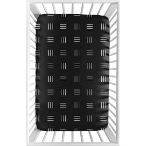 Sweet Jojo Designs Boy or Girl Gender Neutral Unisex Baby Fitted Mini Crib Sheet Boho Hatch Black and White - 1 of 4