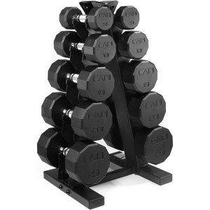 Rubber Coated Dumbbell Weight Set with Vertical Rack, Free Weights for Home Gym Strength Training - 1 of 4