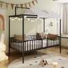Twin/Full Size 3-in-1 Convertible Montessori Metal Floor Bed, Fenced Toddler Bed, Canopy Platform Bed - ModernLuxe - 3 of 4