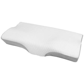 Unique Bargains 1Pcs Contour Memory Foam Pillow Cervical Neck Support Sleeping Pillows White 62x33x10cm White, Navy Blue