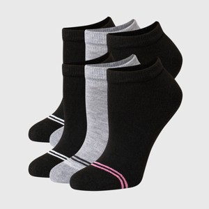 Hanes Women's Striped Cushioned 6pk No Show Socks - 5-9 - 1 of 4