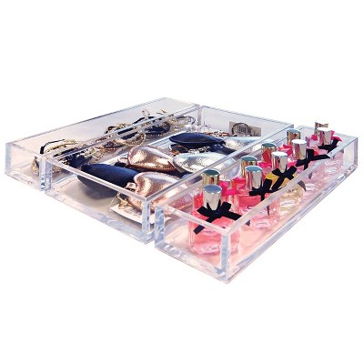Deluxe Clear Acrylic 3-Piece Tray Set for Countertop Organization