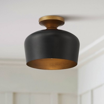 Matte Black and Gold Aluminum Modern Bowl Ceiling Light