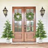 Compact Artificial Cedar Topiary Trees ¨C 2 Pack Faux Evergreen in White Pots ¨C UV Resistant Decorative Potted Pine - 4 of 4