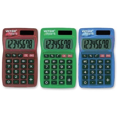 Victor Handheld Calculator 8-Digit Dual Powered Large LCD Assorted 700BTS