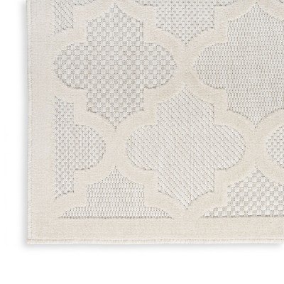 Ivory and White Synthetic Trellis Flat Woven 7' x 10' Rug
