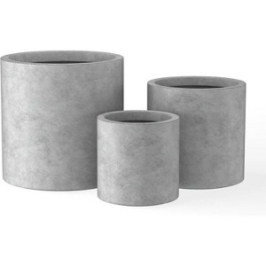 Rosemead Home & Garden 3pc Kante Concrete Outdoor Planter Pots Cement Gray 15.8"x15.8"x15.8" - 1 of 3