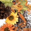 Northlight Sunflowers and Pine Cones Fall Artificial Thanksgiving Wreath, 24-Inch, Unlit - 4 of 4