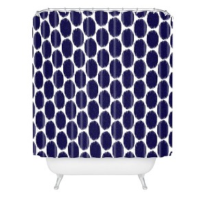Natalie Baca Ikat Ovals Shower Curtain Blue - Deny Designs: Polyester Microfiber, Buttonhole Top, Machine Washable - 1 of 4