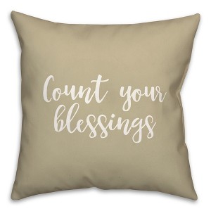 Creative Products Count Your Blessings in Beige 18 x 18 Spun Poly Pillow - 1 of 3