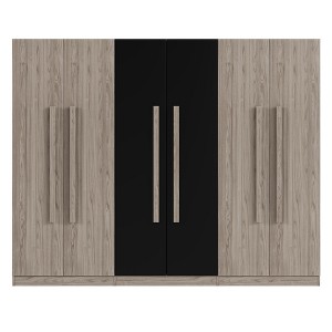 TIRAMISUBEST 6-Door Wooden Wardrobe - Mobile Storage Cabinet with Locking Wheels & Adjustable Shelves | Spacious Bedroom Closet Organizer - 1 of 4