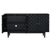 DOMETOUR Modern 4-door Sideboard with Convex Pattern Doors and 2 Silver Handle for Living Room, Dining Room, Kitchen - 3 of 4