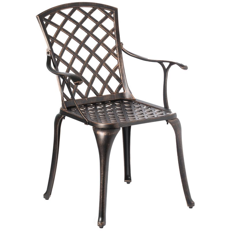 Gardenised Indoor and Outdoor Bronze Dinning Set 4 Chairs with 1 Table Bistro Patio Cast Aluminum., 4 of 11