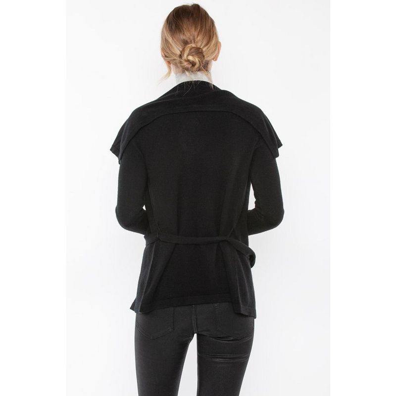 JENNIE LIU Women's 100% Pure Cashmere Long Sleeve Belted Cardigan Sweater, 2 of 5