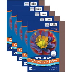 Tru-Ray Construction Paper, Dark Brown, 9" x 12", 50 Sheets Per Pack, 5 Packs - 1 of 1