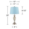 Regency Hill Arden 25" High Twist Modern Table Lamps Set of 2 Silver Brushed Nickel Finish Mercury Glass Blue Hardback Shade Living Room Bedroom - 4 of 4