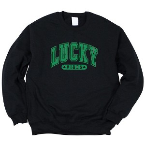 Simply Sage Market Women's Graphic Sweatshirt Lucky Vibes Distressed - 1 of 3
