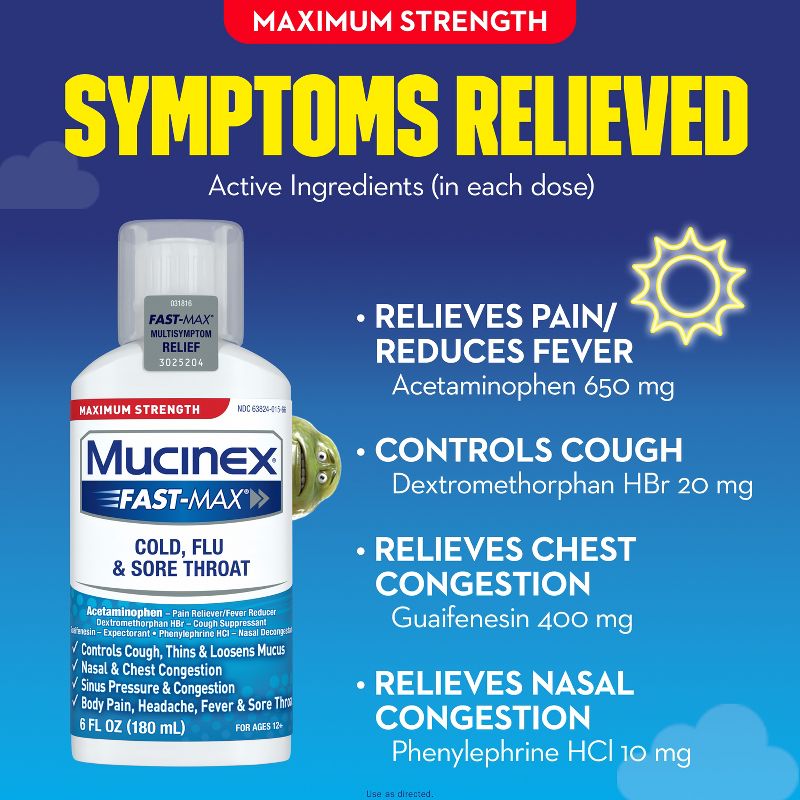 Mucinex Max Strength Cold, Flu &#38; Sore Throat Medicine - Liquid - 6 fl oz, 5 of 11