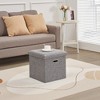 VECELO Folding Storage Ottoman Bench, End of Bed Linen Fabric Foot Rest Stool with Padded Seat, Large Footstool for Bedroom or Living Room - 2 of 4