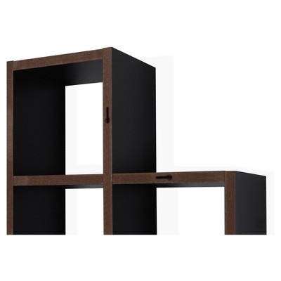 Black MDF Contemporary Floating Wall Shelf with Cubby Holes