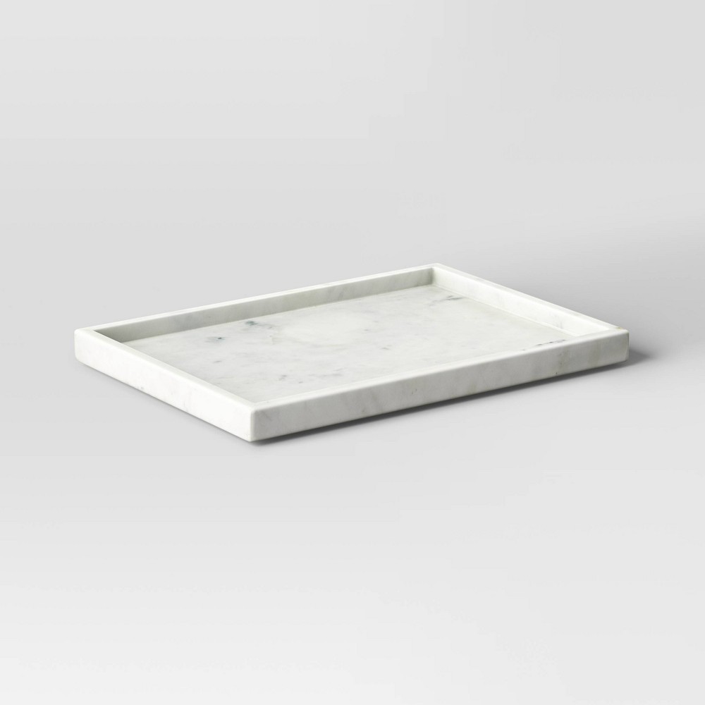 Photos - Other interior and decor Rectangle Marble Tray White - Threshold™