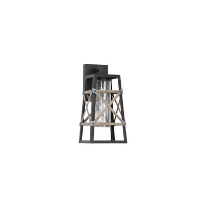 Yosemite Home Décor 1 Light Exterior in Black & Gold Finish with Clear Seeded Glass