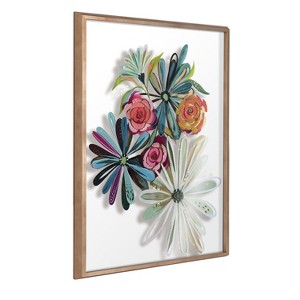Kate and Laurel Blake Flowers on Glass 2 Whole Flowers Framed Printed Art by Jessi Raulet of Ettavee, 24x32, Gold - 1 of 4