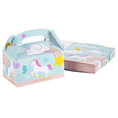 Treat Boxes - 24-Pack Paper Party Favor Boxes, Unicorn Design Goodie Boxes for Birthdays and Events, 2 Dozen Party Gable Boxes, 6 x 3.3 x 3.6 Inches