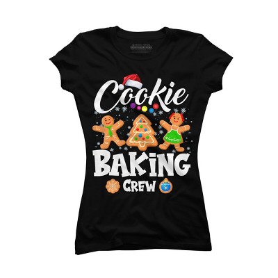 Junior's Design By Humans Cookie Baking Crew Christmas By NekoShop T-Shirt