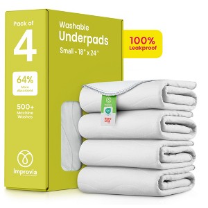 IMPROVIA® Washable Underpads 18”x24”, Heavy Absorbency Waterproof Incontinence Pads for Kids, Adults & Pets – Protects Bed, Couch, Sofa & Floor - 1 of 4