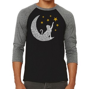 LA Pop Art Cat Moon - Men's Raglan Baseball Word Art T-Shirt - 1 of 4